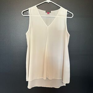 Vince Camuto Cream V-Neck Double-Layer Sleeveless Camisole